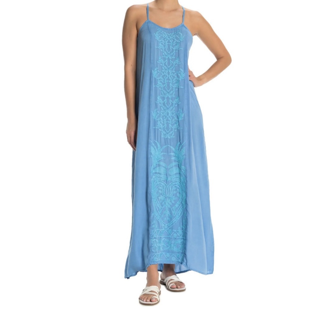 BOHO ME…. Embroidered Cover-Up Maxi Dress, Size S